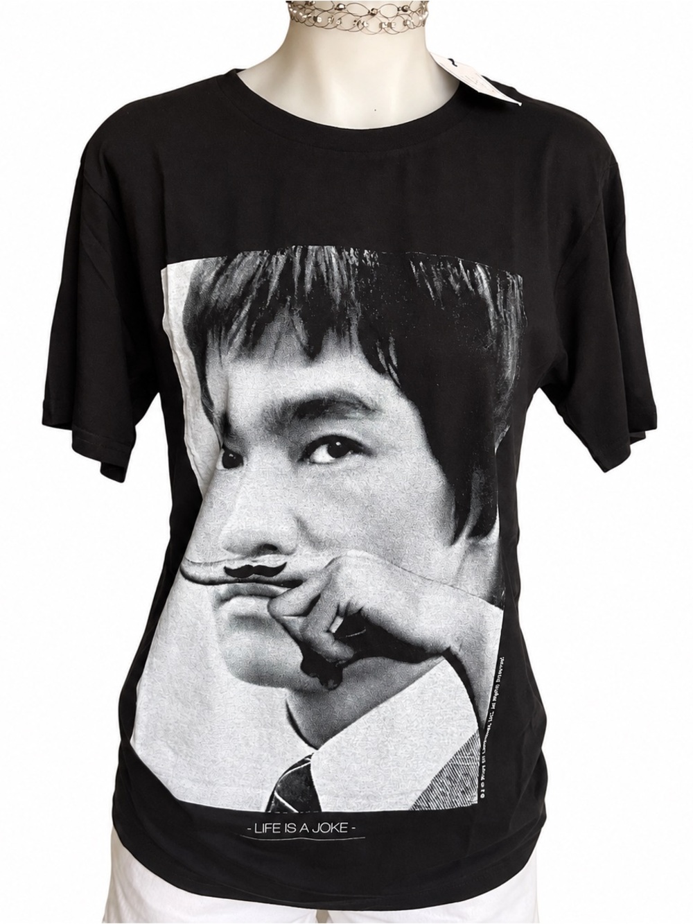 NWT Eleven Paris | Bruce Lee Life Is A Joke Finger Mustache Tee RARE | L